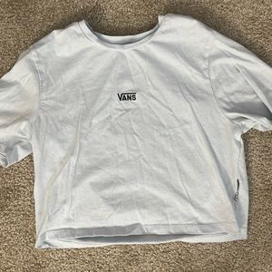 vans off the wall light blue cropped shirt